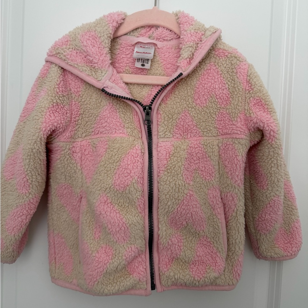 Hanna Andersson Pink and Cream Heart Puffer Jacket